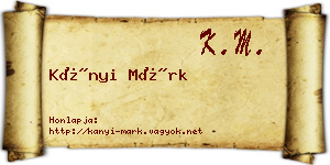Kányi Márk névjegykártya